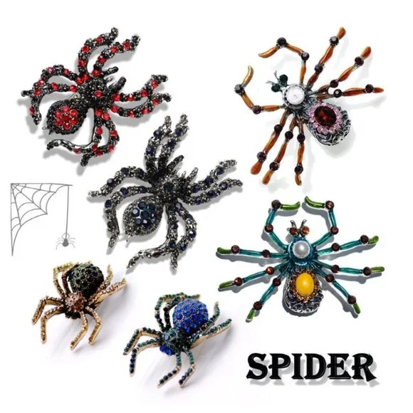 Spider Crystal Rhinestone Brooch - Picture 11 of 14